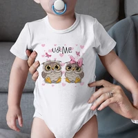 four seasons fashion funny new short sleeve baby girl boy onesie owl aesthetic exquisite o neck all match infant romper