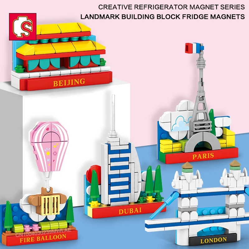

SEMBO BLOCK Architecture Fridge Magnets Bricks Landmark Building Blocks DIY Playsets Display Idea Gifts Toys Young Child Adults