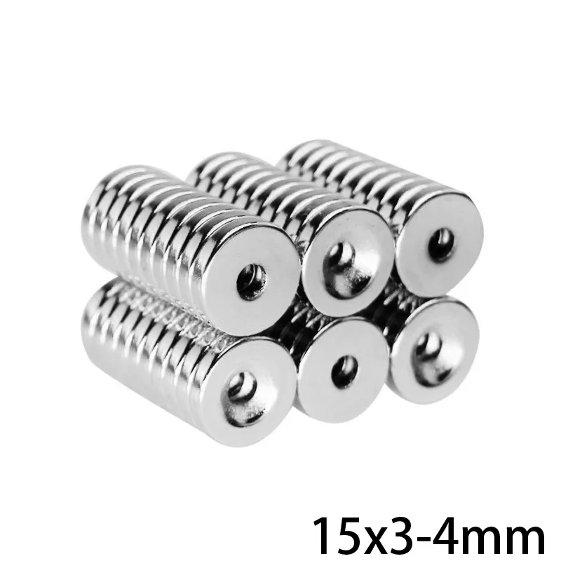 

5~100PCS 15X3-4 mm Diameter Magnet 15X3 mm Hole 4mm Small Round Countersunk Magnets 15x3-4mm Neodymium Disc Magnetic 15*3-4 mm