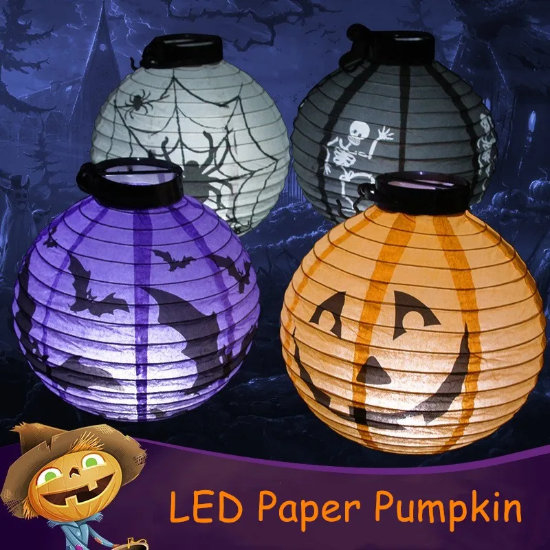 

Halloween Decoration LED Light Pumpkin Spider Hanging Lantern Gift Portable Paper Lampion Hanging Ball Home DIY Party Decoration