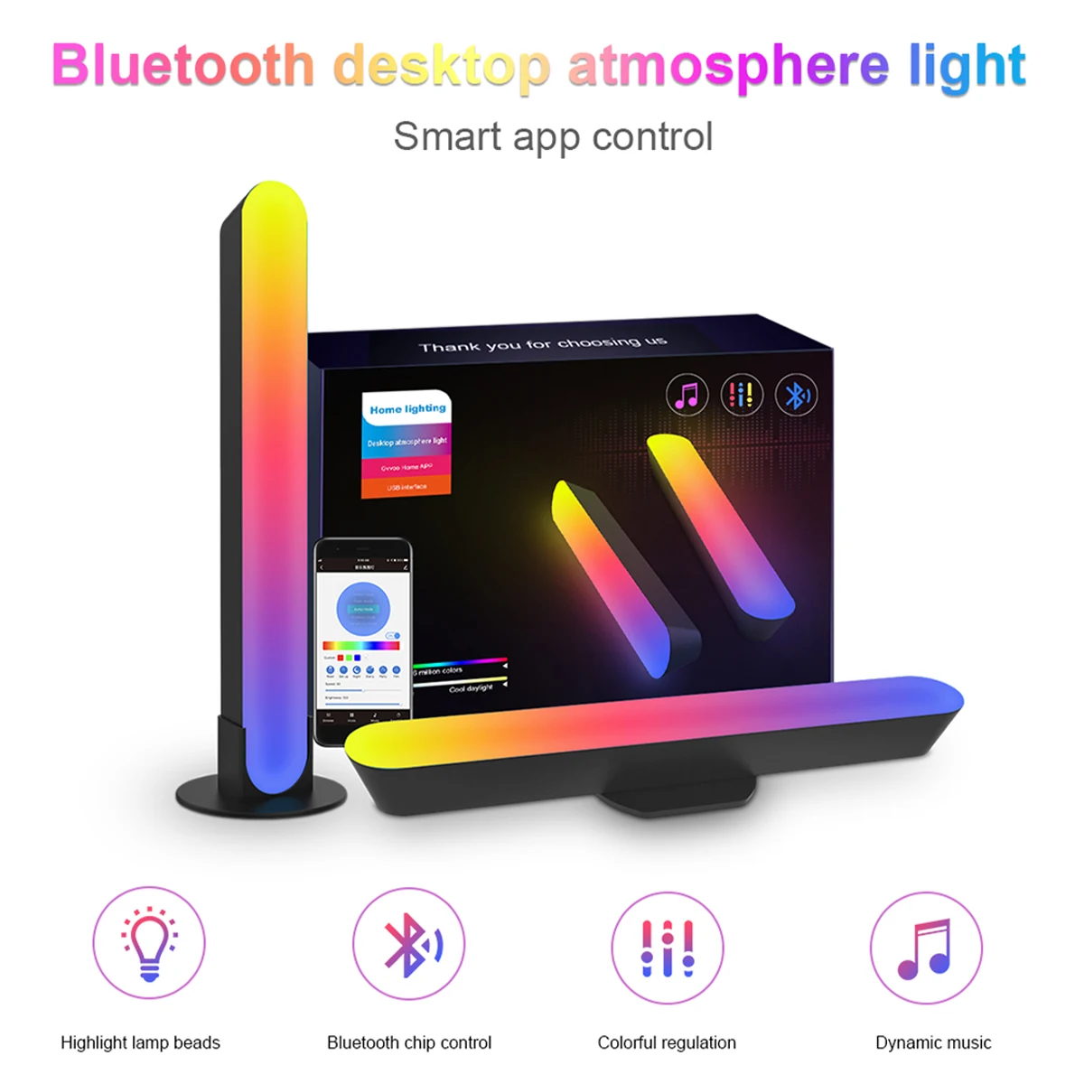 

Smart LED Pickup Light Bar and Music Sync Mode TV Ambient computer Desktop Light RGB Light Bar for Living Room Bedroom
