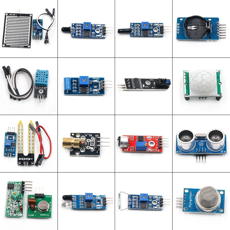 16 шт./лот pi 2 3 комплект модуля датчика HC-SR04 501 DHT11 DS3231 Φ звуковой датчик дождя почвы