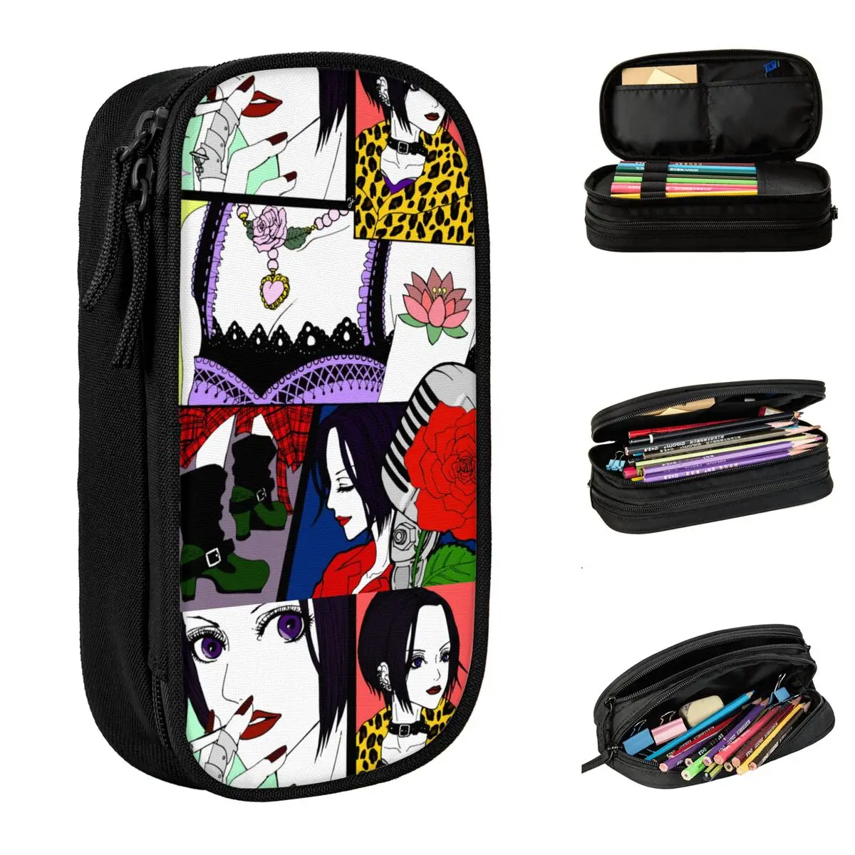 Пенал для карандашей с искусственным рисунком большой вместимости