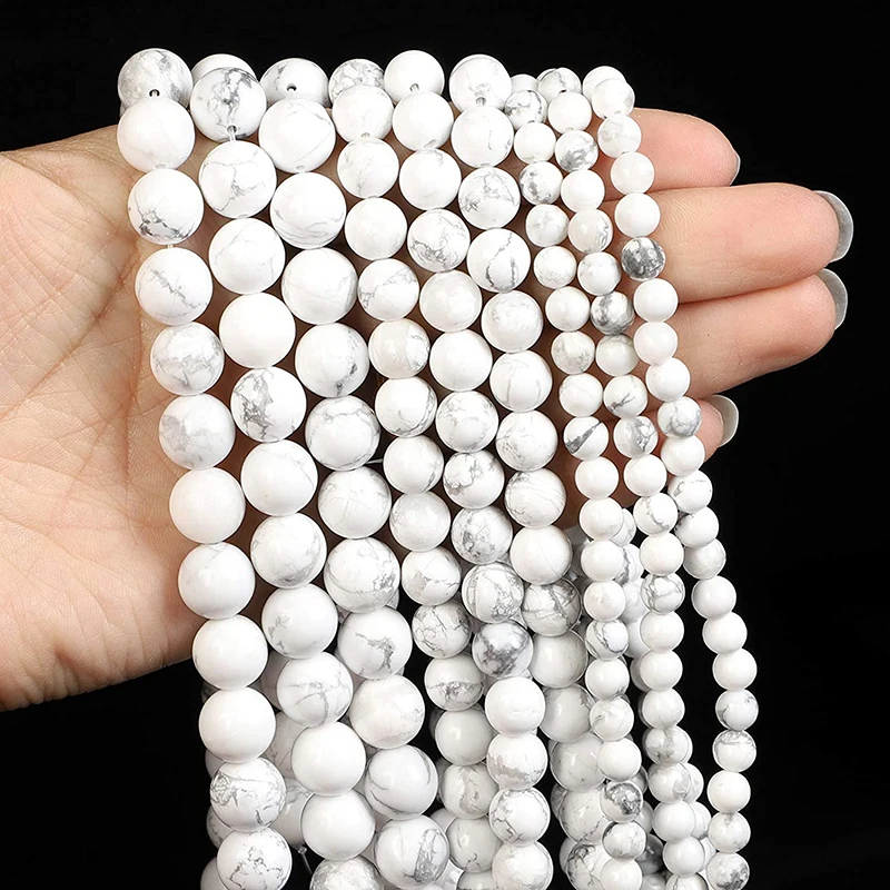 

Natural Stone Beads White Howlite Round Beads For Jewelry Making Diy Needlework Bracelet Necklace Accessories 15inch 4 6 8 10mm