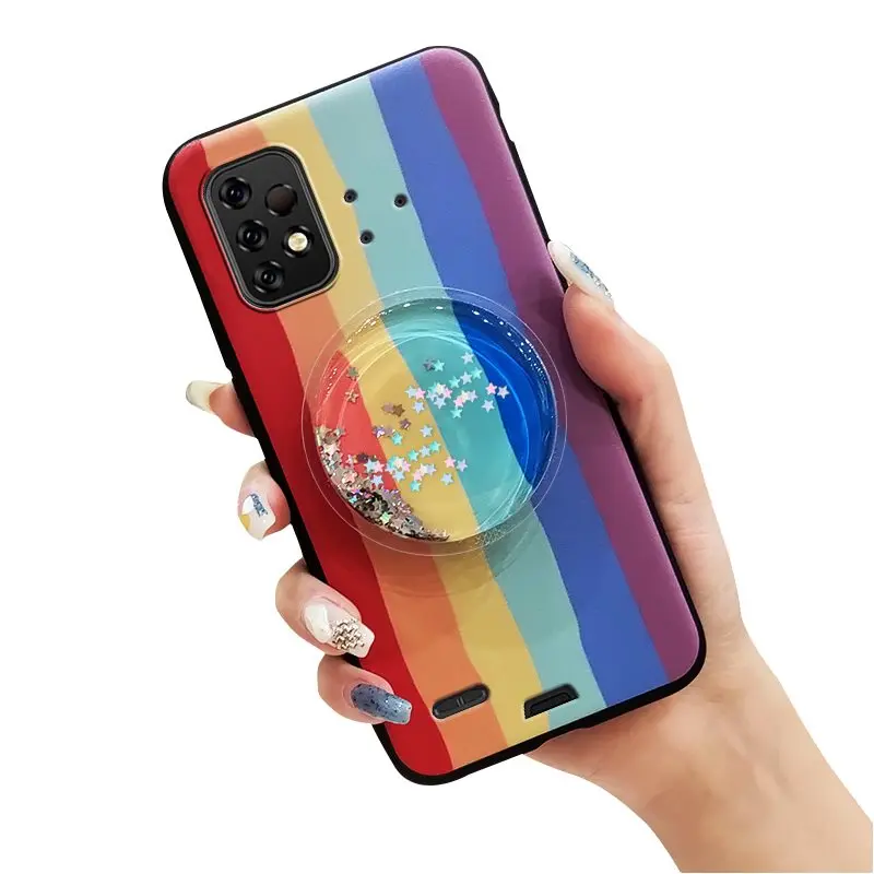 silicone anti dust phone case for umidigi bison x10 pro cartoon kickstand foothold anti knock free global shipping