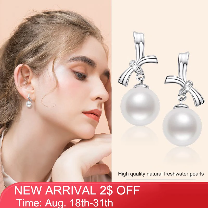 

QXTC Real Natural Freshwater Pearl Stud Earrings Pure Silver Plated AU750 Gold Stud Needle for Women's Wedding Fine Jewelry Gift