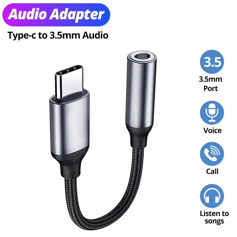 

USB Type C To 3.5mm Jack Aux Audio Cable Headphone Adapter Cord For Xiaomi POCO F3 12 Redmi Oneplus Mobile Phones Connecter Wire