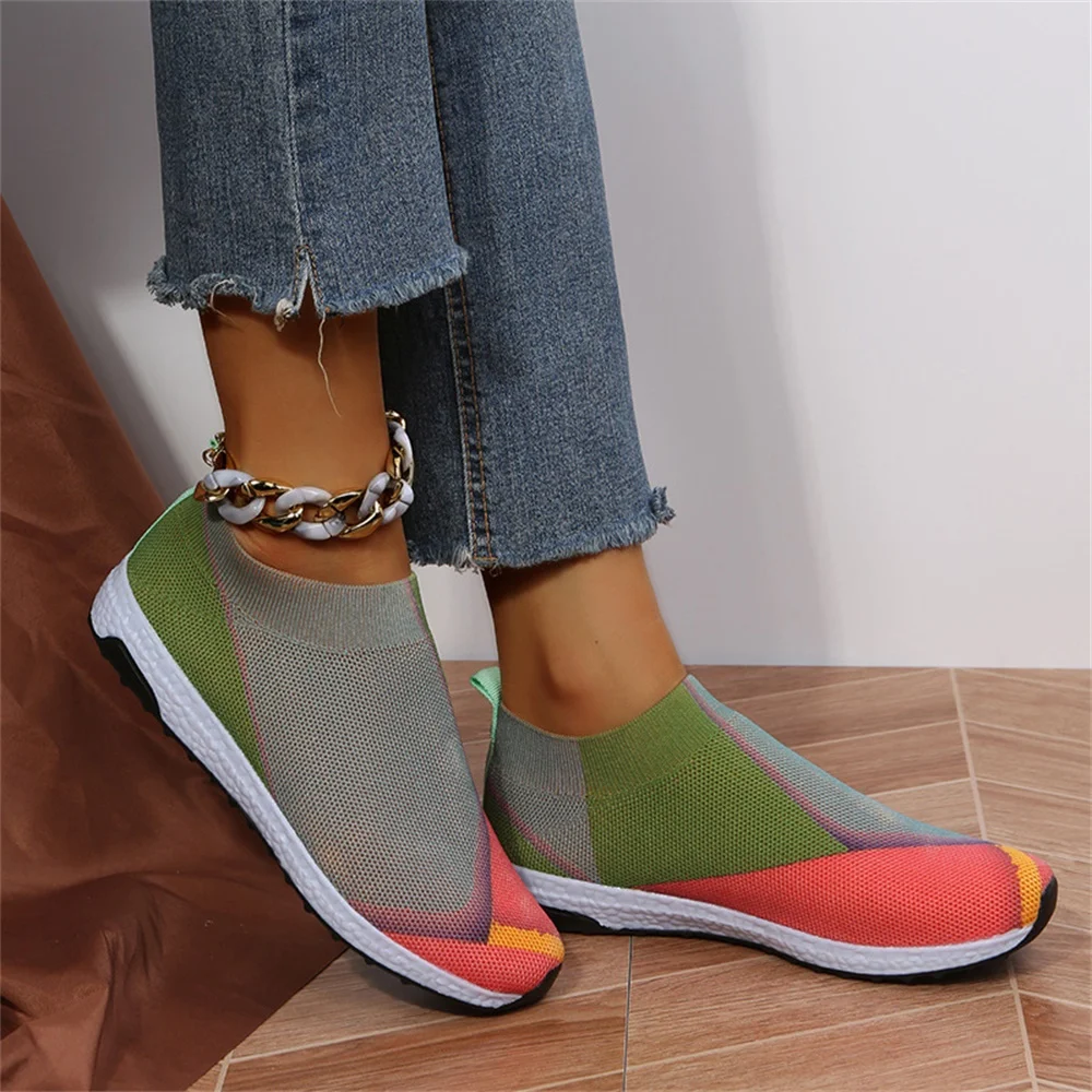 Women's Breathable Sneakers 2023 Spring New Mix Colors Slip On Ladies Comfy Loafers 35-43 Large-Sized Outdoor Female Sport Flats