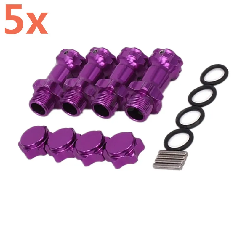 5Sets Aluminum Alloy Wheel Hex Hubs 17mm*23mm Extension Adapter With Pin&O-Ring For 1/8 Scale Models Remote Control Cars RC Car