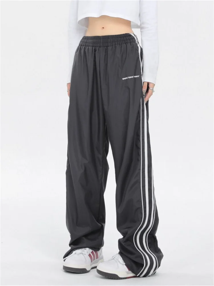 

Спортивные штаны Y2K женские в полоску, джоггеры большого размера в стиле хип-хоп, черные и серые винтажные брюки-карго с широкими штанинами в стиле Харадзюку, 90-х