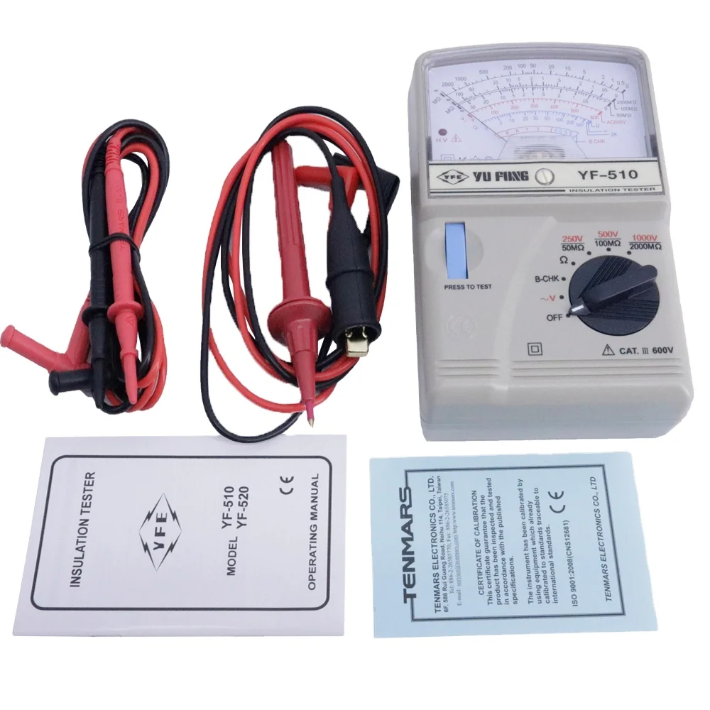 

YF-510 Tenmars Pointer Type High Resistance Meter Insulation Tester AC voltage 0~600V