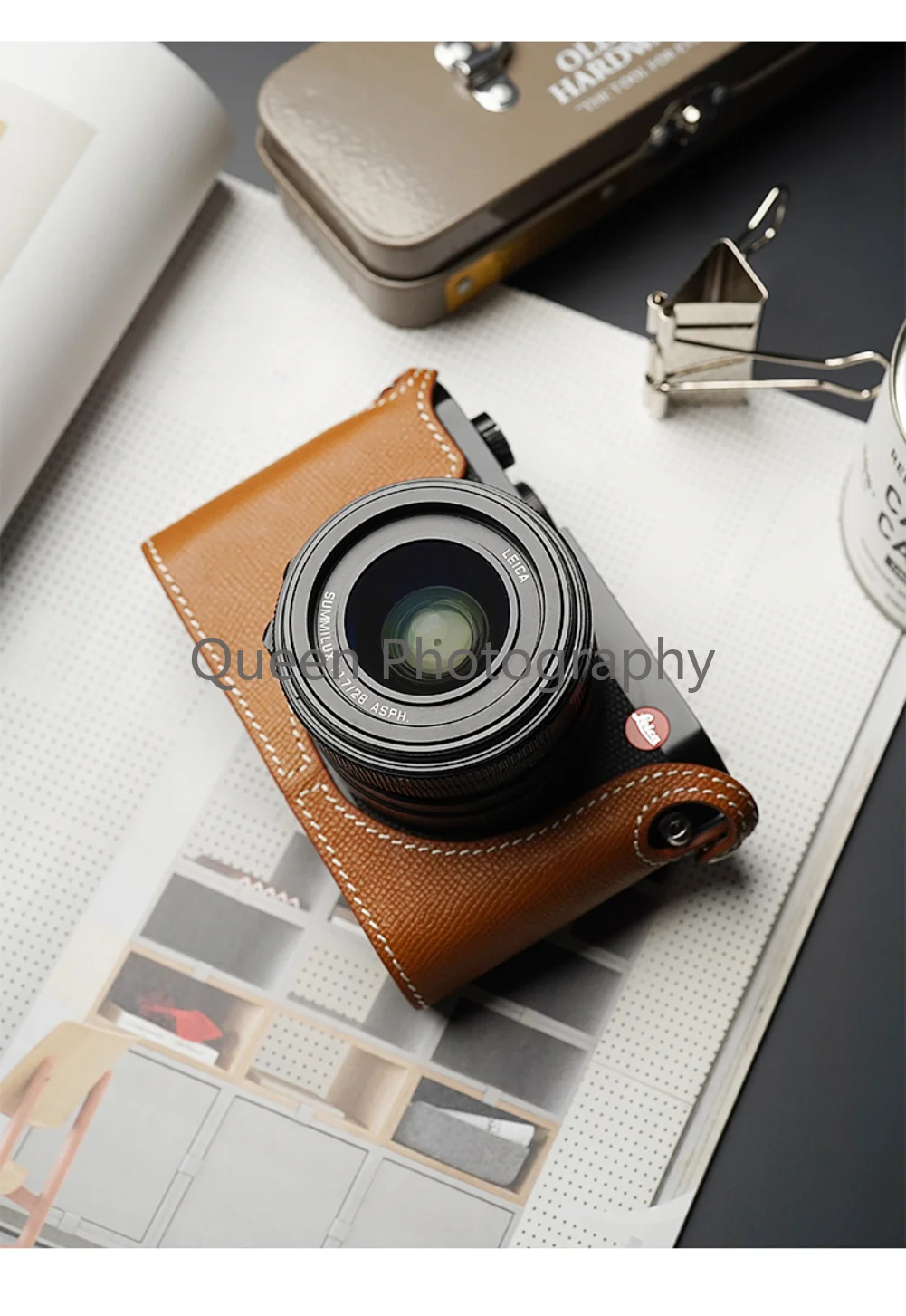 

Полусумка для камеры боди для камеры Leica Q2 сумка для камеры ручной работы стиль кожа с пальмовым серым натуральным кожаным фотоаппаратом