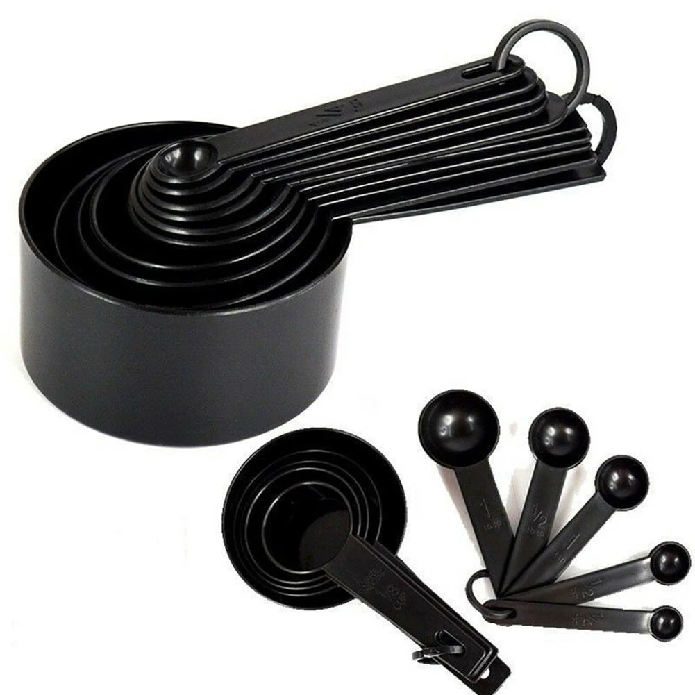 

Kitchen Tool Measuring Cup Spoon 10pcs Baking Black Cooking Meansuring Spoon Sets Simple Durable And Practical To Use