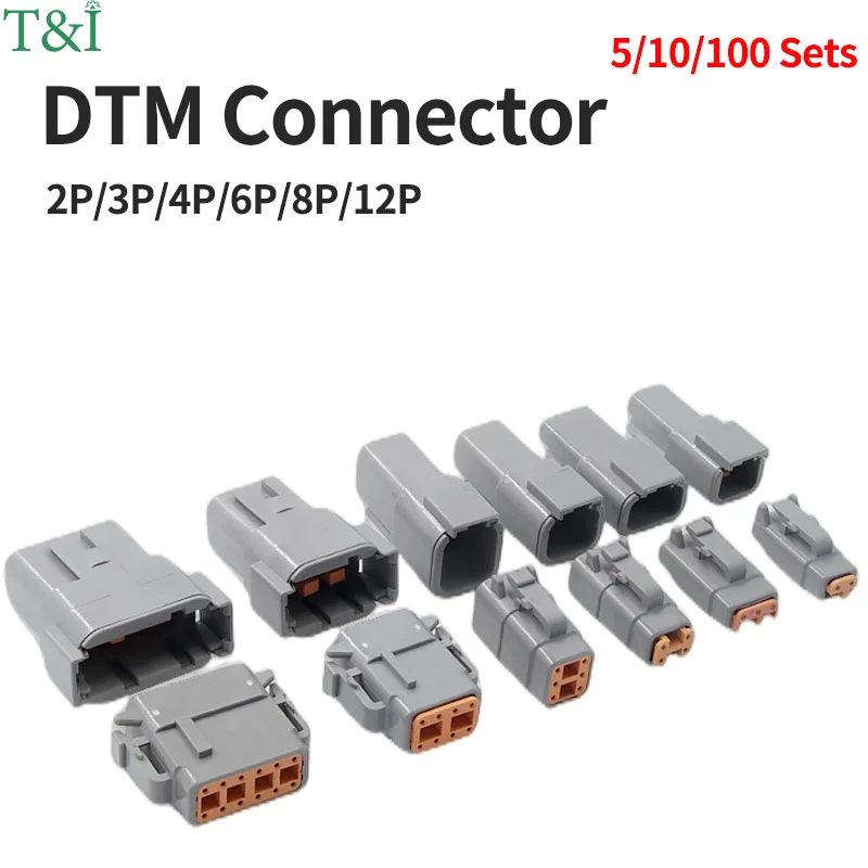 

5/10/20Sets Deutsch Type DTM/DT/DTP/DT13/DT15 Waterproof Connector With Terminal Male Female Plug&Socket DTM04-2/3/4/6/8/12P