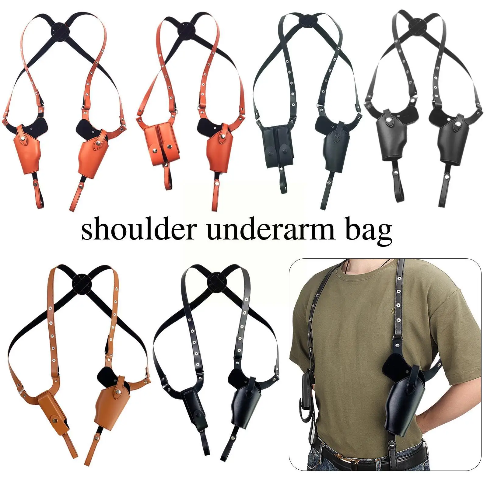 

Tactical Concealed Gun Holster Military Leather Underarm Gun Shoulder Right Hidden 19 Bag Holster Hunting Pistol 17 H P7s2