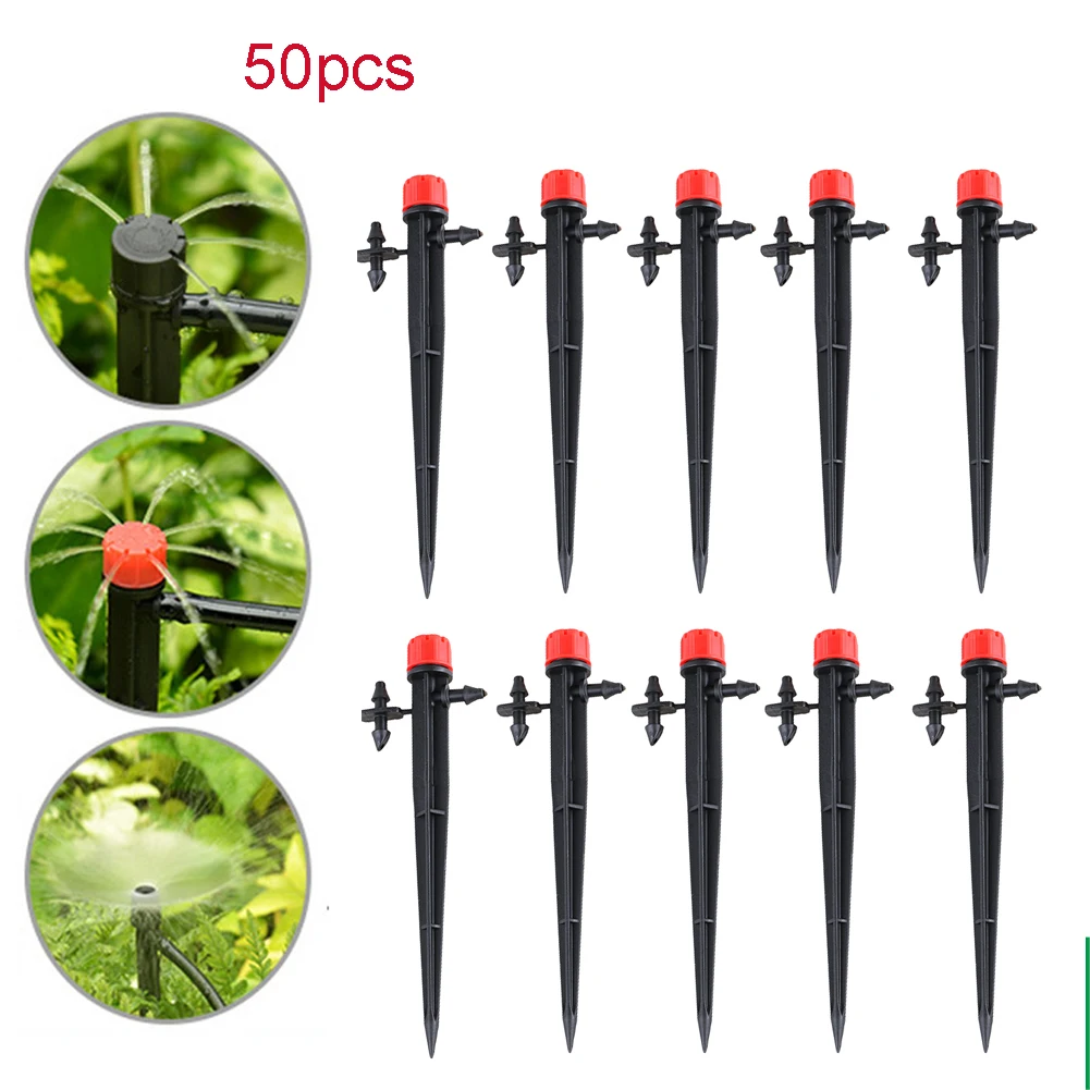 

50Pcs/Set Micro Bubbler Drip Irrigation Adjustable Emitter Stake Water Dripper Home Garden Watering Irrigation Supplies Tools