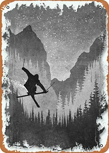 

Vintage Look Metal Sign Ski Art Ski ；Tin Plate Wall Decor