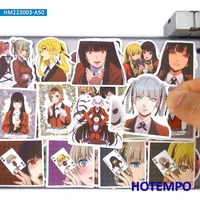 50pieces compulsive gambler black hair girl yumeko anime stickers for phone laptop guitar skateboard bike motorcycle car sticker