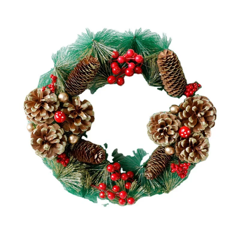 Рождественская игольчатая гирлянда 40 см в виде красных фруктов и сосны настенная