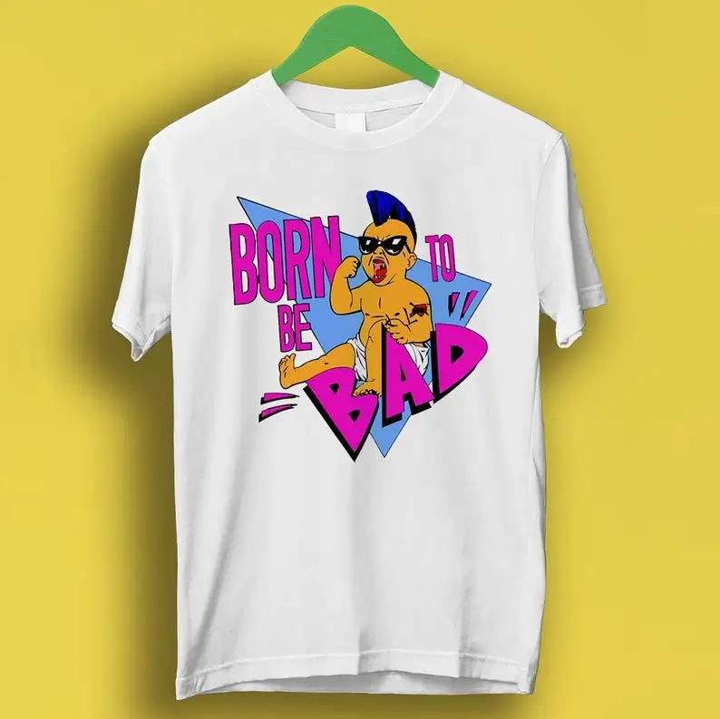 

Белая мужская футболка Born To Be Bad, футболки 80s в стиле панк для новорожденных, ретро, лучший винтажный подарок, мужская и женская футболка