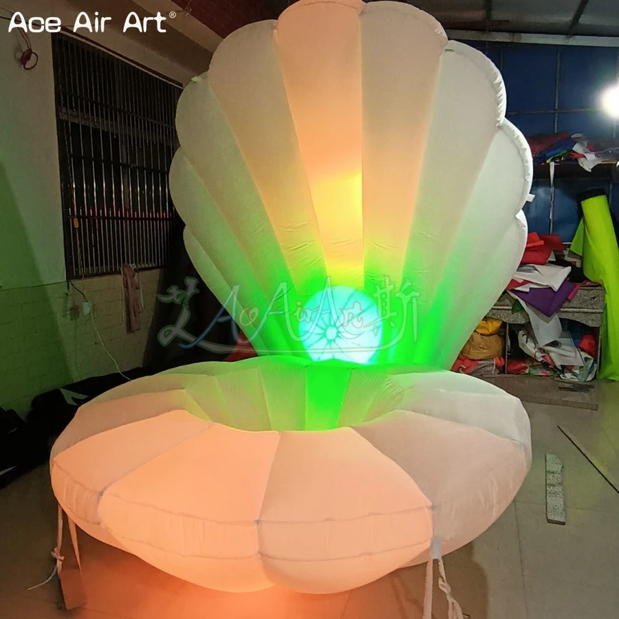 

3m Diameter Led Decor Inflatable Seashell Model,Clamshell Replica,Glowing Shell For Carnival