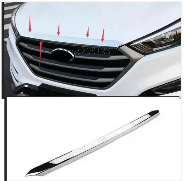 

Аксессуары, подходящие для 2015 2016 2017 HYUNDAI TUCSON TL, Хромированная передняя крышка капота, гриль, крышка для губ, отделка бара, Декор