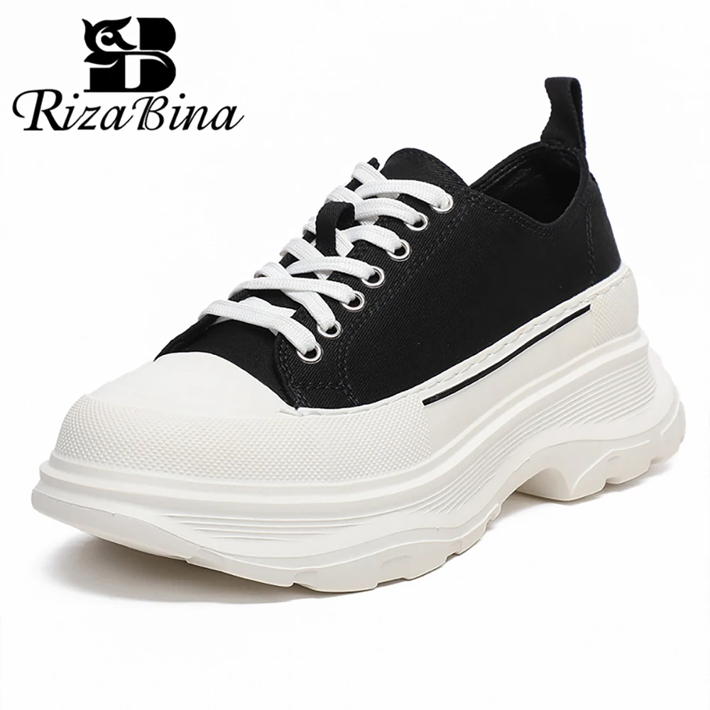 

RIZABINA Size 34-45 Sneakers For Women Casual Cross Strap Vulcanized Shoes Thick Bottom Height Increasing Running Sports Shoes