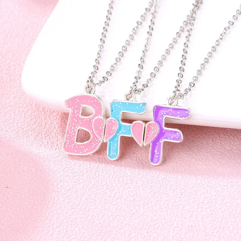 Фото Ожерелья BFF с тремя лучшими друзьями по математике для 3 девочек, ожерелья дружбы для юбилея, подарки на день рождения, Рождество №2