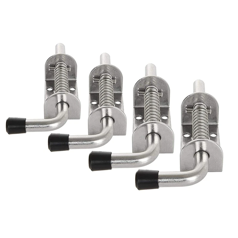 

8 Pack 5 Inch Spring Loaded Latch Pin 304 Stainless Steel Barrel Bolt Thickened 2Mm Door Lock, Brushed Finished