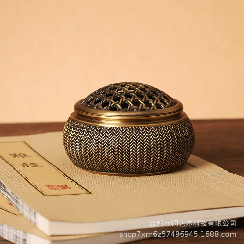 

Pure Copper Incense Burner Flat Hearth Furnace Grid Aromatherapy Incense Road Sandalwood Incense Burner Handicraft Ornaments