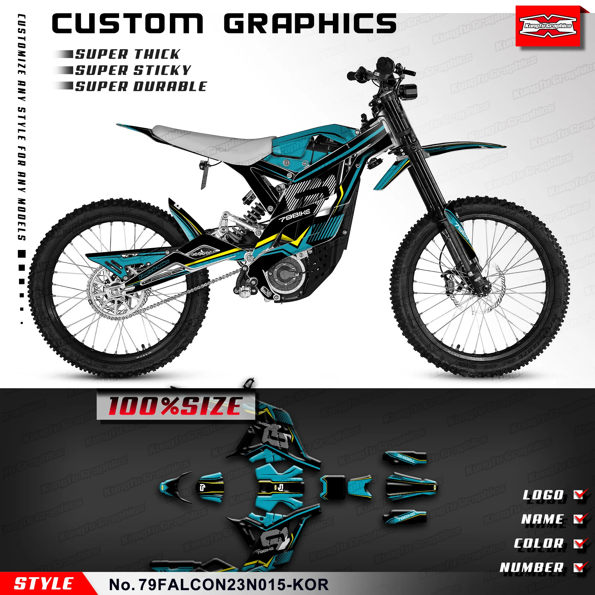 KUNGFU GRAPHICS Dirtbike Graphics Racing наклейка для электрического велосипеда Dirt Bike 79BIKE Falcon Pro 79