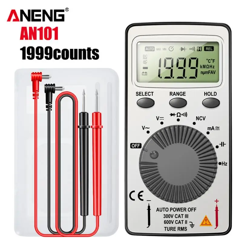 

ANENG AN101 Mini Digital Multimeter Multimetro Tester 1999 T-RMS DC/AC Voltage Current Lcr Meter Pocket Professional Testers
