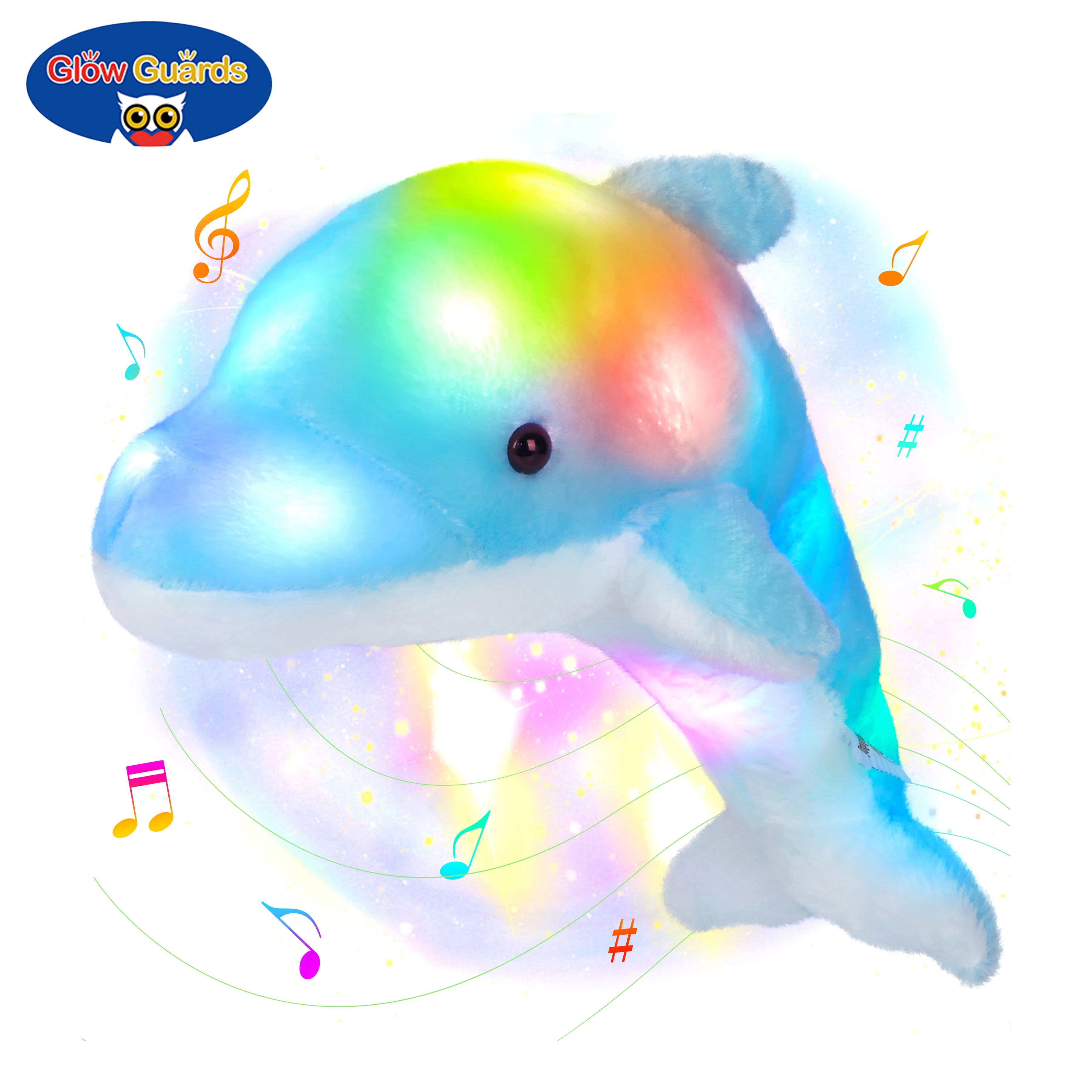 

Glow Guards Dolphin Plush Toy for Girls Throw Pillow LED Musical Children Night Light Lullabies Birthday Gifts for Toddler Kid