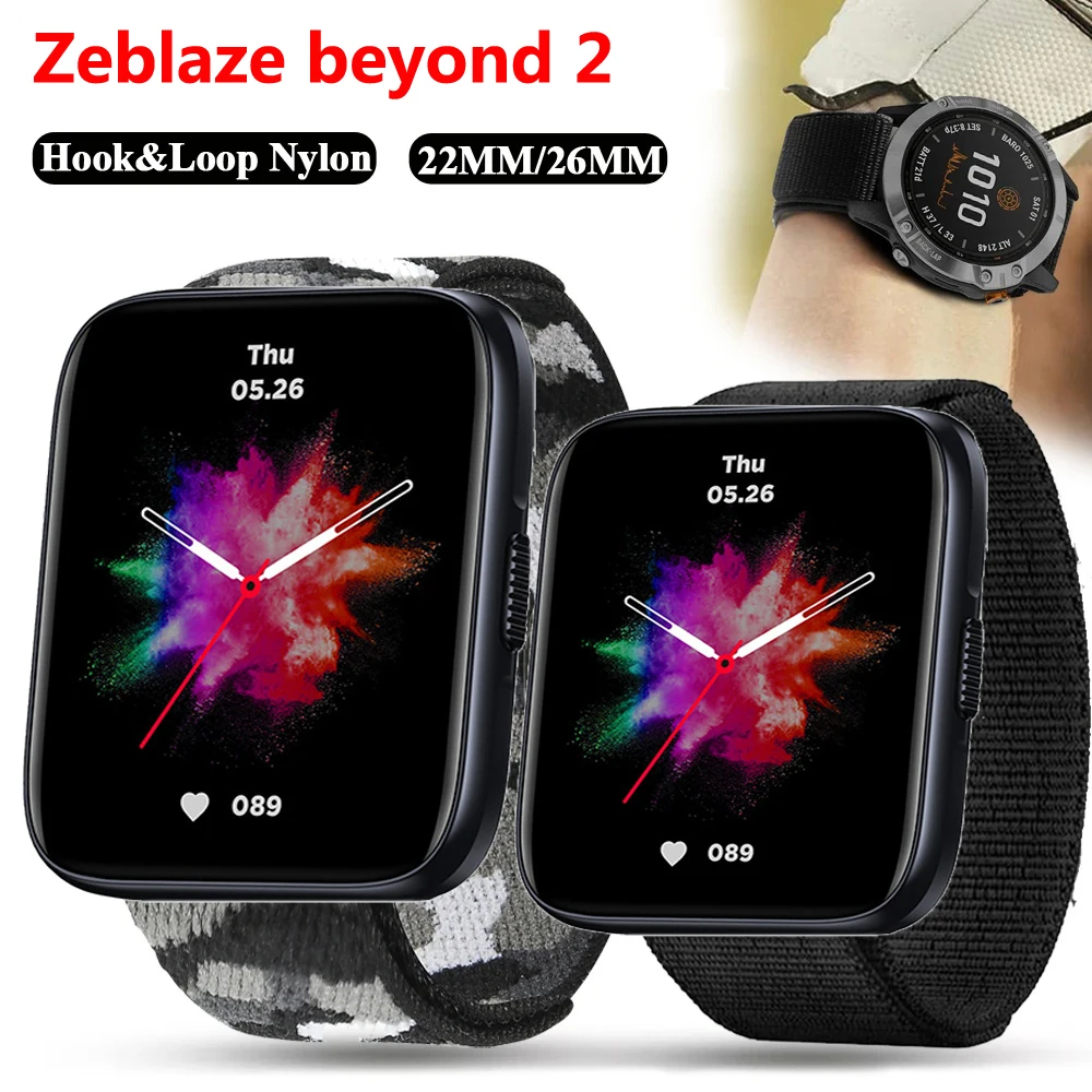 

Strap for Zeblaze Beyond 2 Smart Watch Nylon Loop Strap 20mm 22mm Qucik Fit Band Adjustable Bracelet Correa Accessories