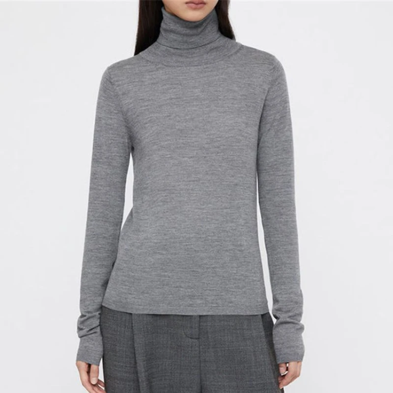 

Women's Slim Thin Wool Sweater 2022 new Long Sleeve Pullover tops lady Turtleneck Knitted Bottoming Jumper