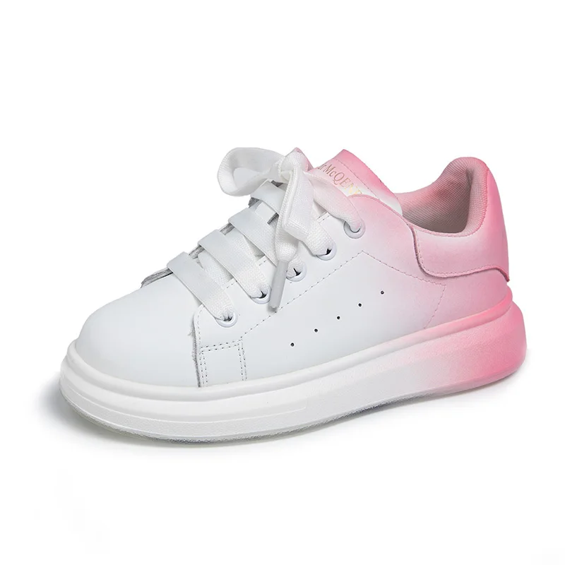 

Универсальные градиентные мягкие детские спортивные розовые Модные Туфли На Шнуровке Для девочек 2022 корейские кроссовки Новинка для студентов и детей