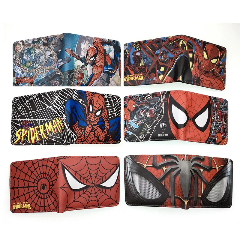 

Marvel Spiderman Cartoon PU Wallet Superhero Captain America Iron Man Venom Bifold Card Pocket Coin Purse Boys Men Gift