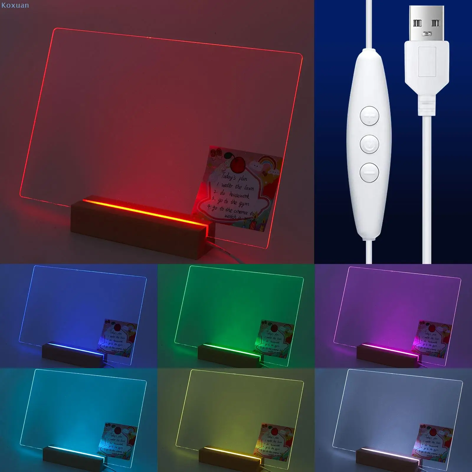 

Transparent Luminous Acrylic Note Board Desktop Office Can Be Erased Computer Side Night Light Message Board Memo
