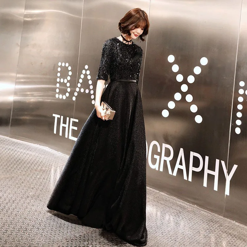 New Black Long Dress, Conductor, Piano Performance, Host, Evening Dress, Annual Show, Art Examination, Chorus, Large Dress