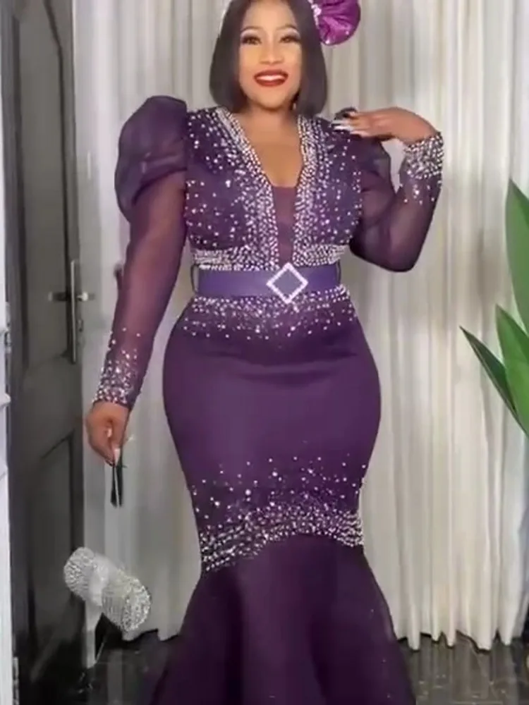 

Sexy Slim Mermaid Dress For African Women Gowns Wedding Evening Party Maxi Long Dress Africa Clothes Robe Femme Birthday Outfits