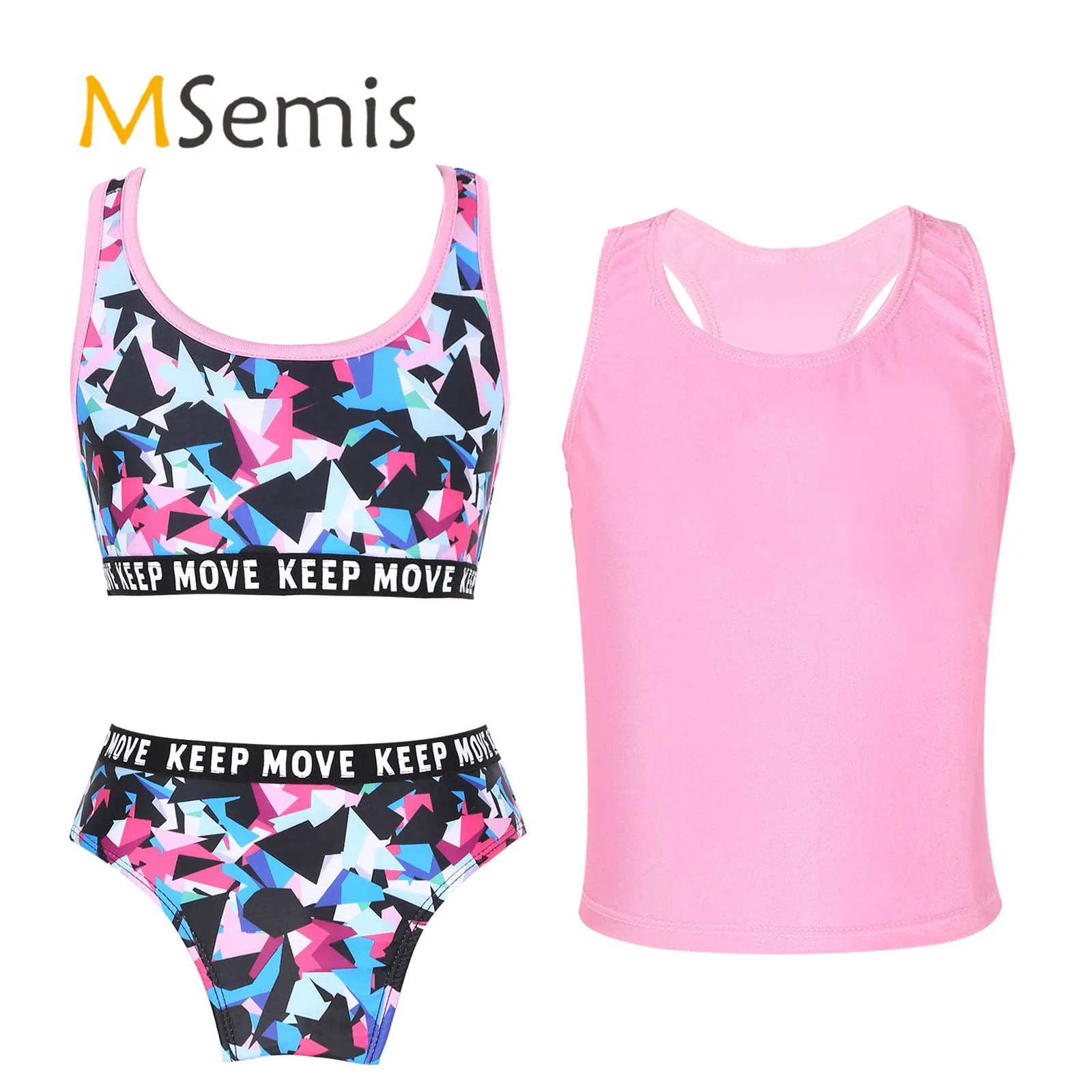 Детский купальный костюм для девочек укороченные топы с круглым вырезом