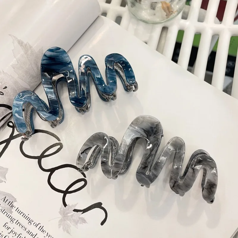 Новый дизайн волнистые ацетатные металлические заколки для волос