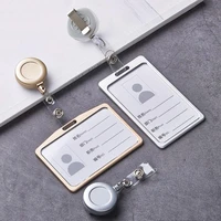 Pcs Aluminum Alloy Card Cover Case Bank Business Work Card Holder with ABS Retractable Badge Reel Credit Card Badge Bag