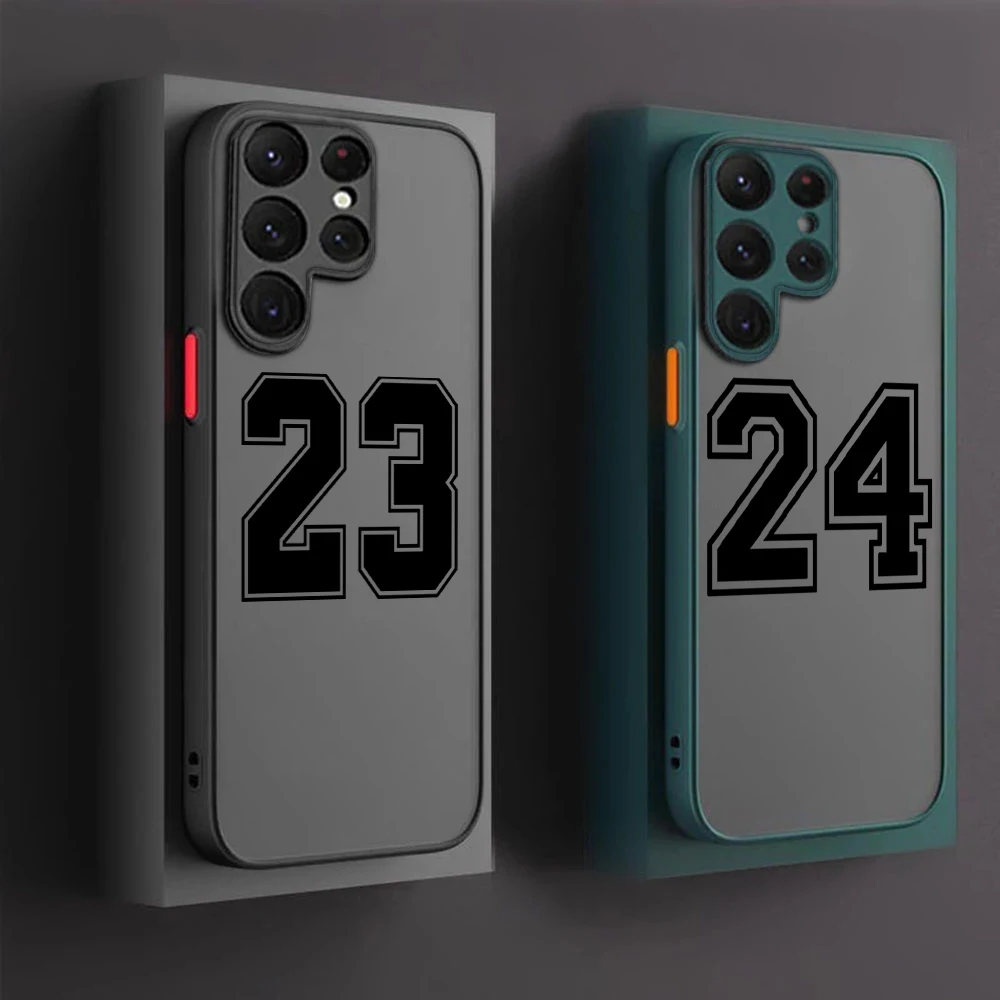 

Uniform number 23 24 34 Cover For Samsung S23 S22 S21 Ultra S20 FE S10E Lite Plus Frosted Translucent Matte Phone Case