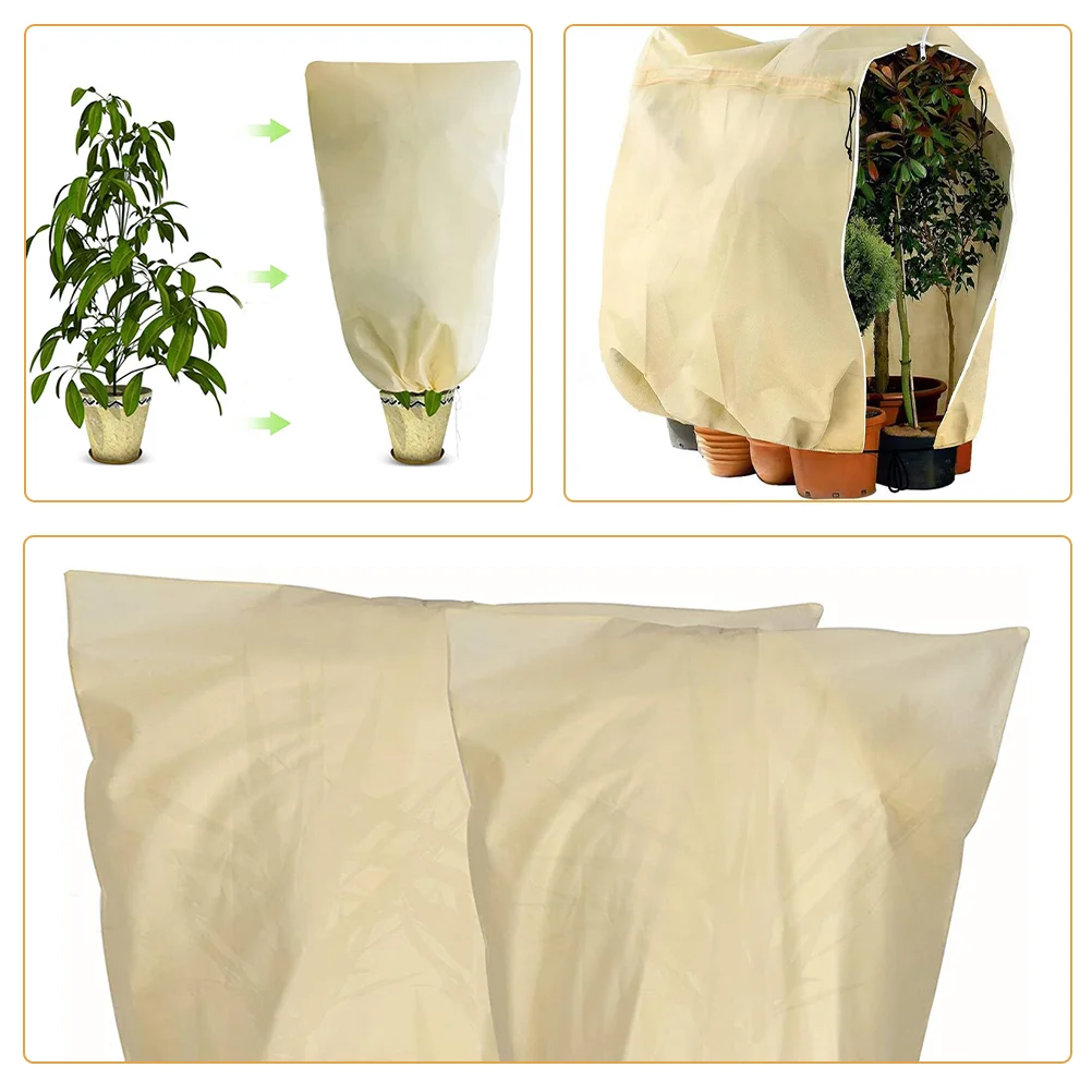 

Non-Woven Plant Cover Garden Vegetable Plant Drawstring Cover Winter Plants Protector Outdoor Plants And Trees Zipper