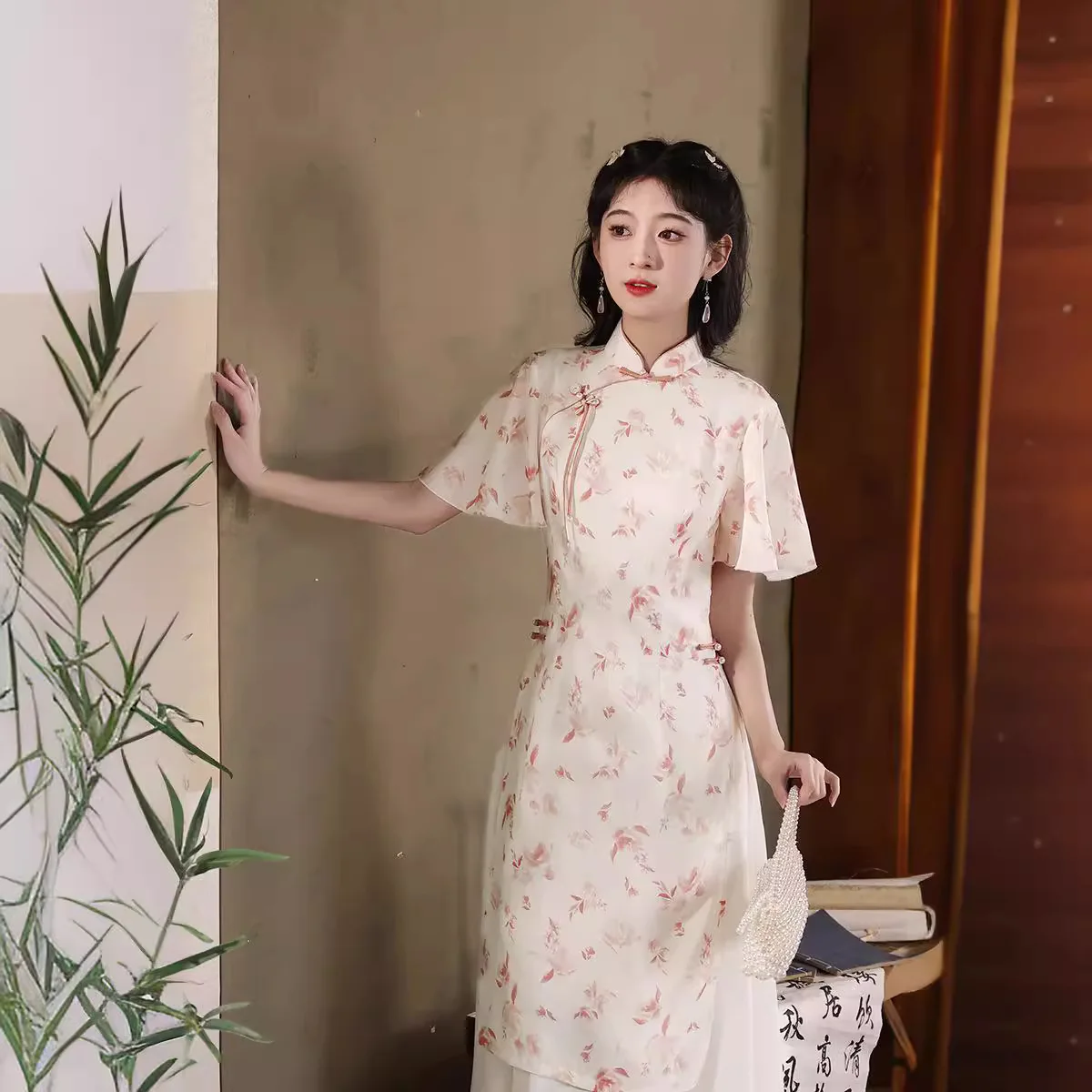 Новинка весна-лето 2024 улучшенное повседневное длинное приталенное платье Ципао