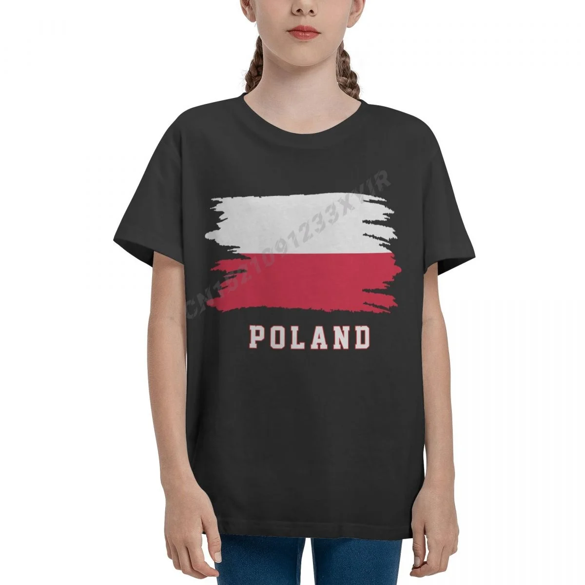 

Футболка детская с круглым вырезом, коротким рукавом и флагом Польши