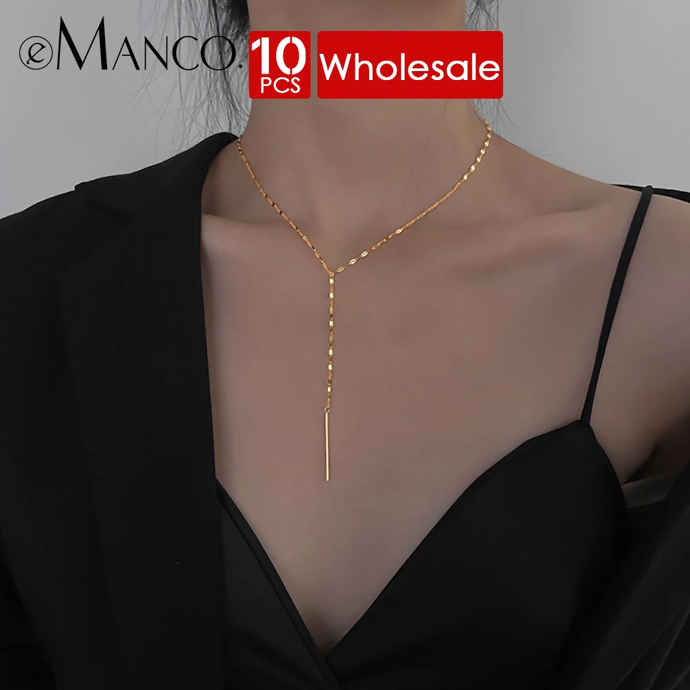 Emanco 10 шт. кулон-колье для женщин минималистичная бамбуковая цепочка на ключицу