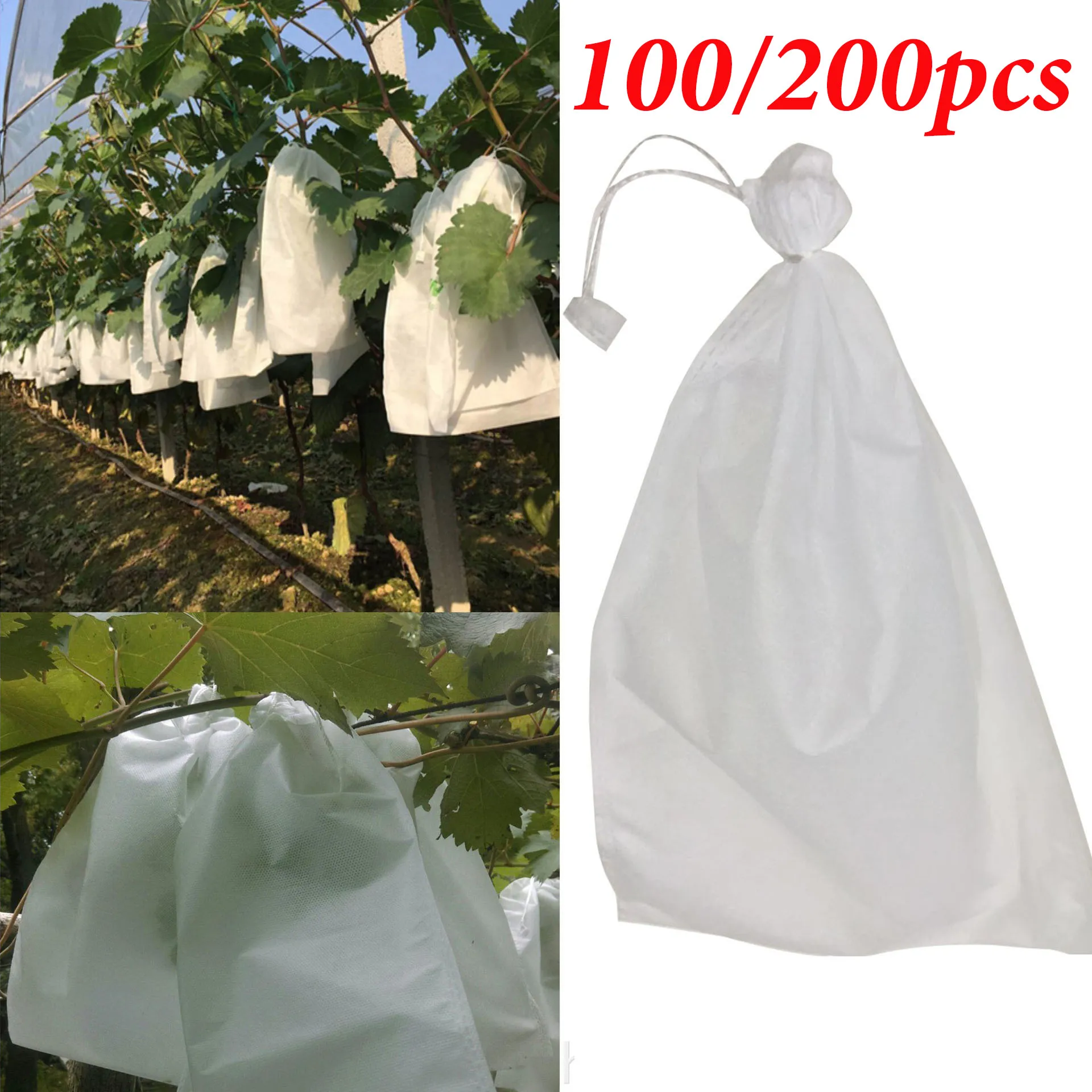 

100/200Pcs Fabric Grow Bag Grapes Bags Net for Vegetable Grapes Fruit Protection Against Insect Pest Control-Bird Home Garden