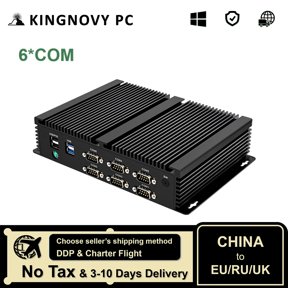 

6*COM RS232 Industrial Mini PC Intel Core i7 i5 Celeron J4125 IPC Metal Fanless Computer Windows 10 Linux 2*LAN HDMI VGA 4G WiFi